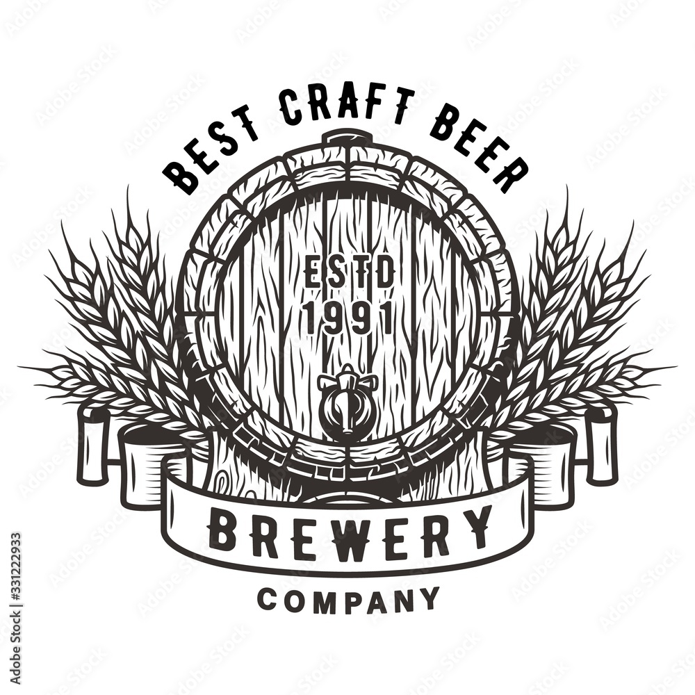 Obraz premium Wooden barrel for beer wine whisky bar