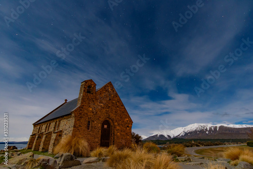 Church of the Good Shepherd at night in Lake Tekapo, South Island, New Zealand