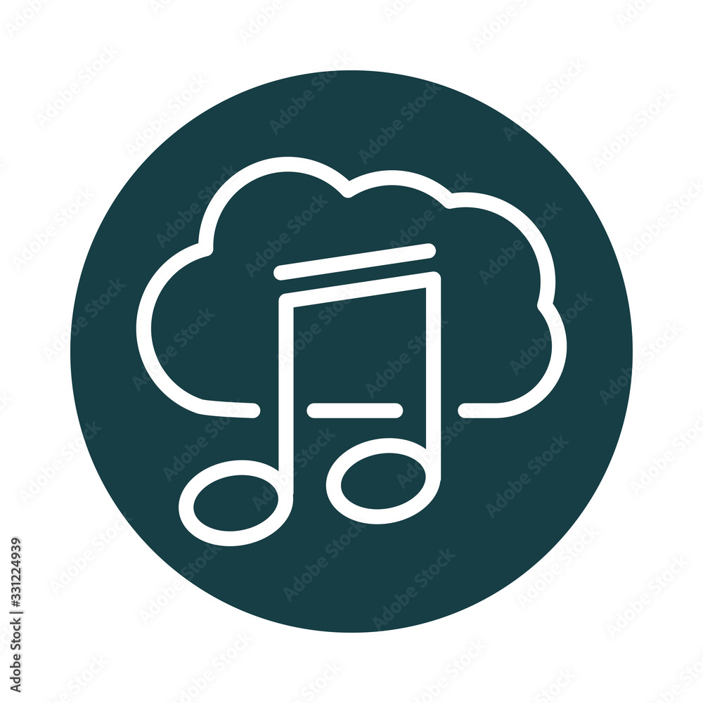 music note cloud computing storage sound block style icon music note cloud computing storage sound block style icon
