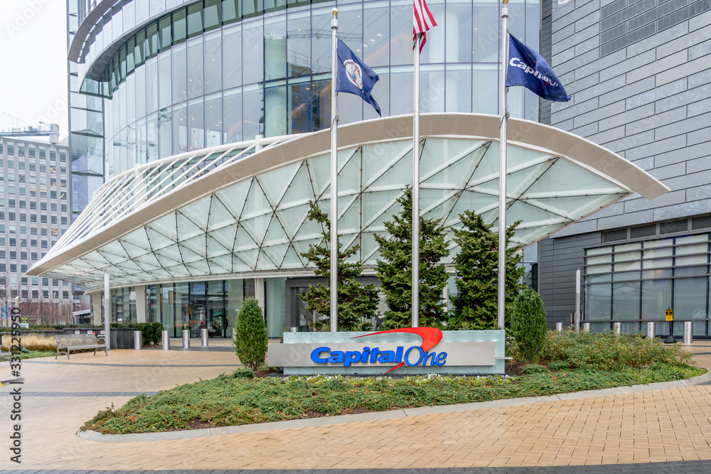 Tysons Corner, Virginia, USA January 14, 2020 Capital one sign at