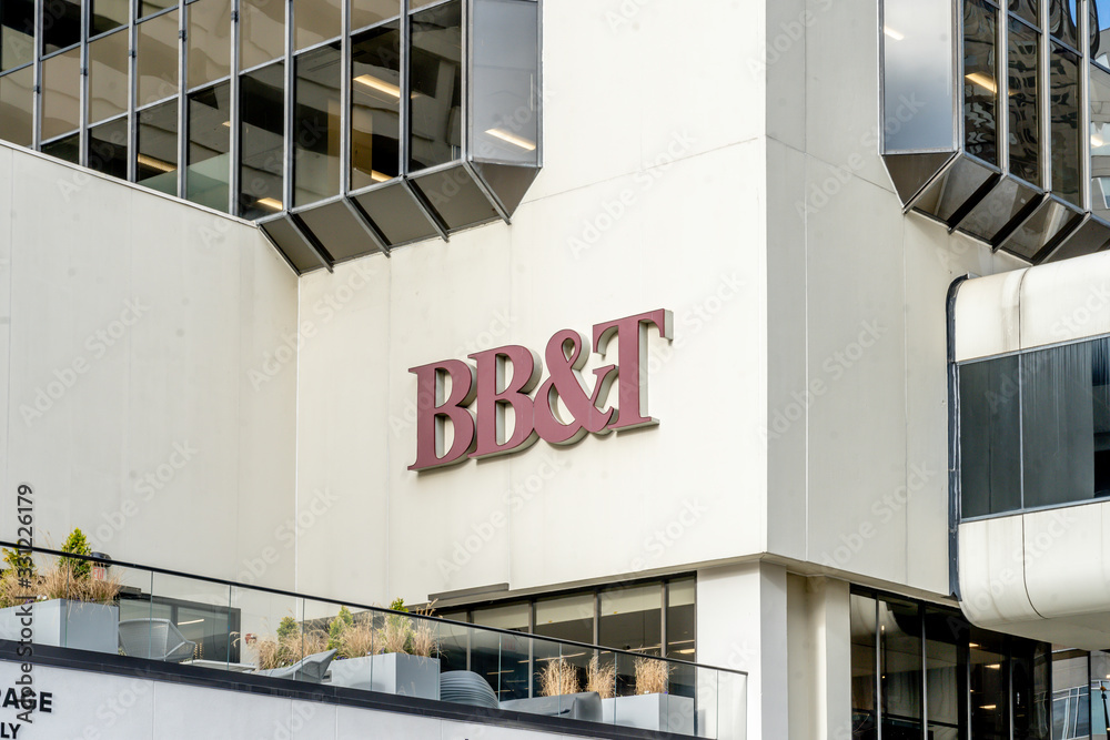 Charlotte, North Carolina, USA - January 15, 2020: Sign of BB&T bank at ...