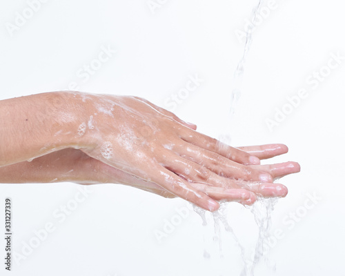 Isolated of Wash Hand with soap to cleaning
