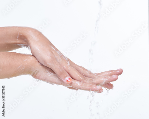 Isolated of Wash Hand with soap to cleaning