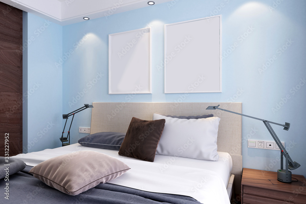 3d render of bedroom closeup