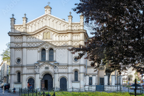 Facade of the Tempel Synagogue in Krakow, Poland