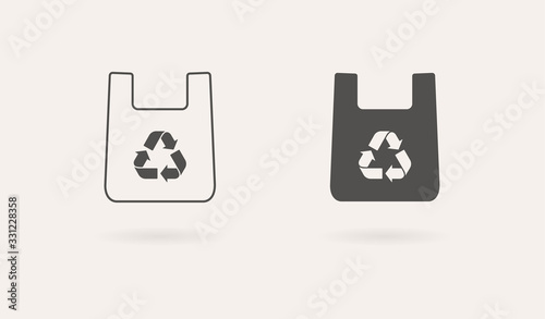 Eco bag vector icon set. Zero waste concept. Eco-friendly cotton bag. Simple flat design sign isolated on white
