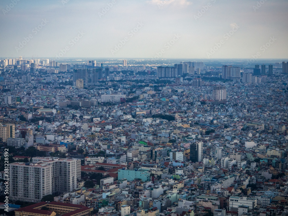 Aerial view of Ho chi minh city cityscape, Vietnam