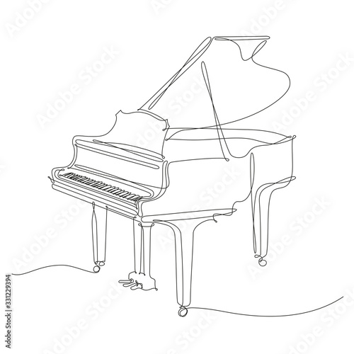 pianoforte disegnato in una singola linea continua