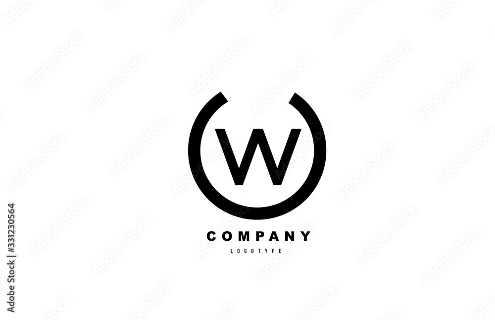 W black and white letter logo alphabet icon design for company and business