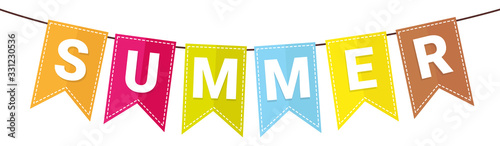 Colorful Bunting flags with Summer Letter. Vector Illustration.