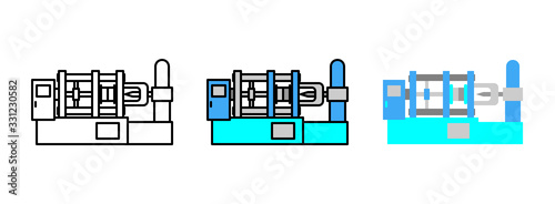 diecasting machine icon set isolated on white background for web design