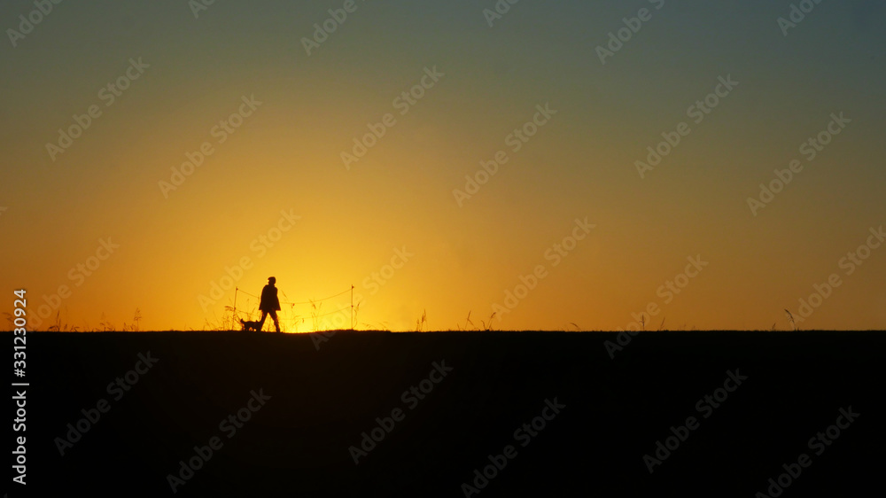 A silhouette during the sunset