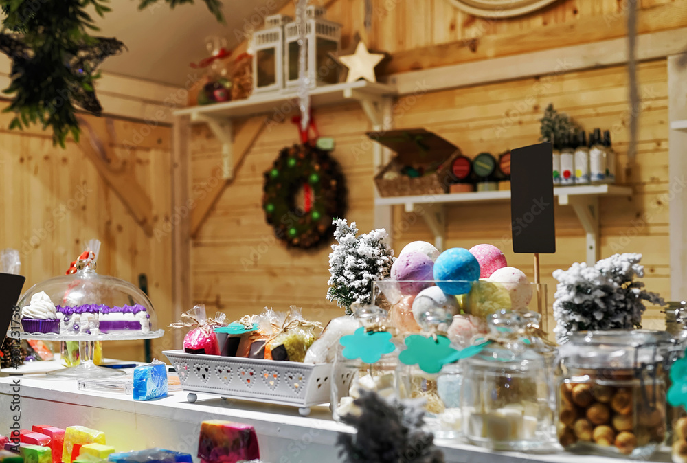 Handmade soap in Vilnius Christmas Market in Lithuania