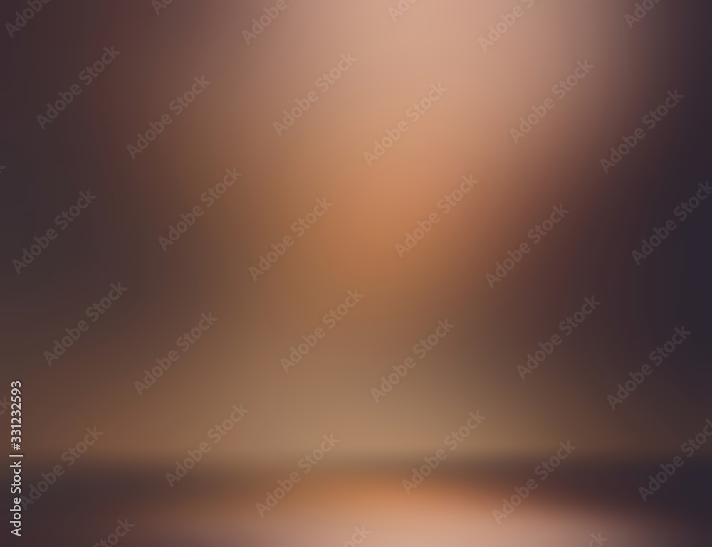 Shiny brown studio 3d background. Dark defocus wall and floor texture. Empty room luxury abstract illustration. Coffee tints blur pattern. Low light. Shiny brown studio 3d background. Dark defocus wall and floor texture. Empty room luxury abstract illustration. Coffee tints blur pattern. Low light.