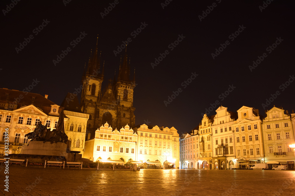 Prague old Town Square at night, Czech Republic