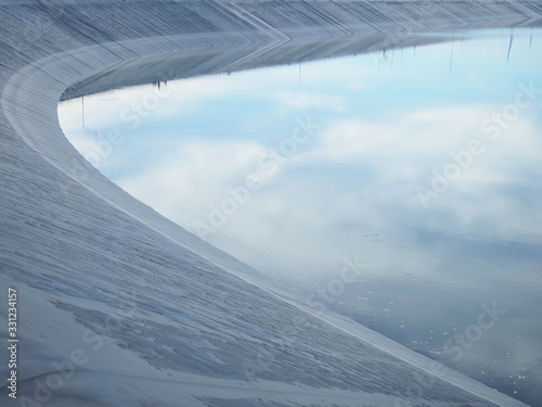 black high density polyethylene or hdpe on pond.