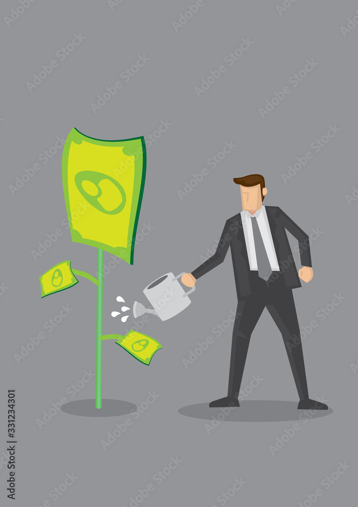 Businessman Growing Money Conceptual Vector Illustration