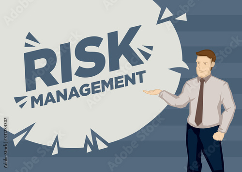 Businessman presentation on the topic of risk management.