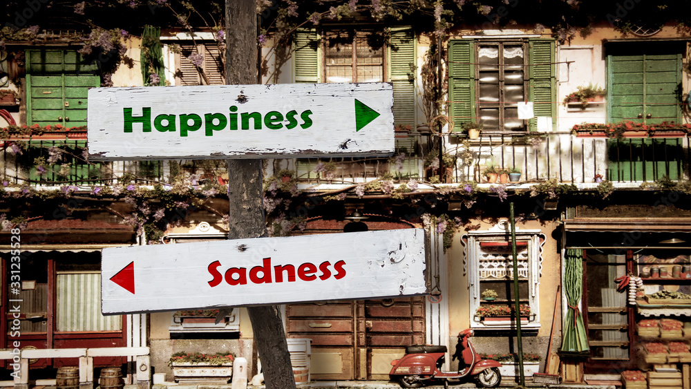 Street Sign Happiness versus Sadness