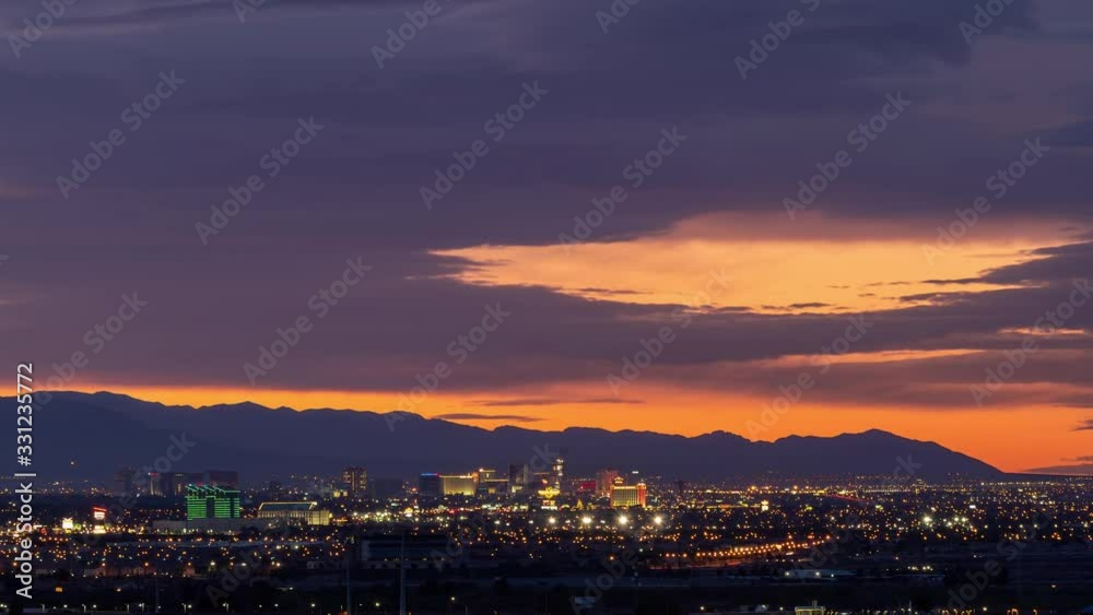 Sunset time lapse of red afterglow over the famous strip of Vegas Sunset time lapse of red afterglow over the famous strip of Vegas