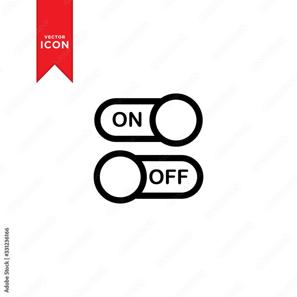 On/off Toggle switch button icon vector. Trendy flat design style on white background. On/off Toggle switch button icon vector. Trendy flat design style on white background.