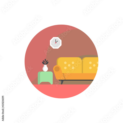 Sofa Vector Icon Filled Outline Illustration.