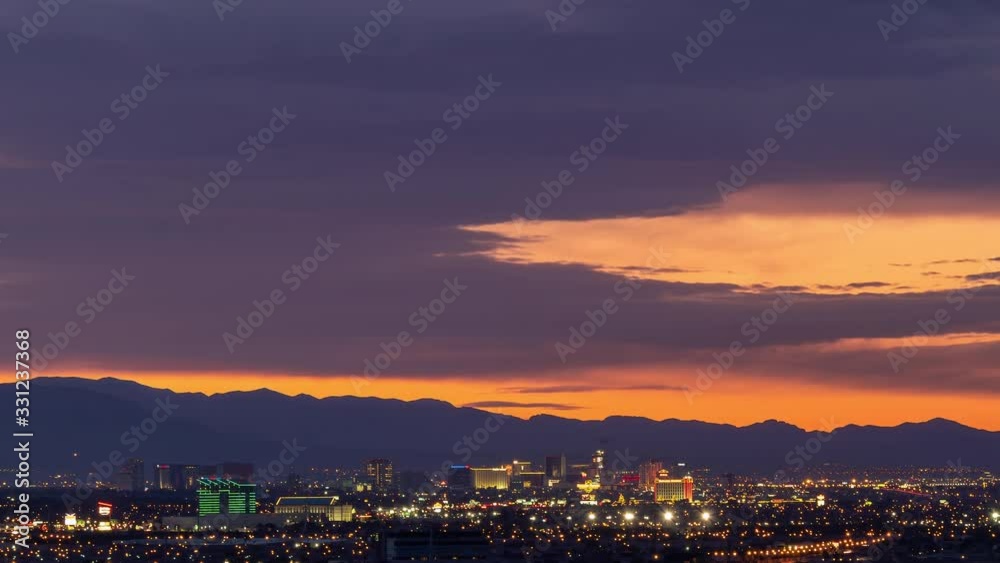 Sunset time lapse of red afterglow over the famous strip of Vegas Sunset time lapse of red afterglow over the famous strip of Vegas