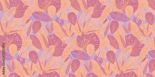 Abstract geometric style tropical leaves seamless pattern