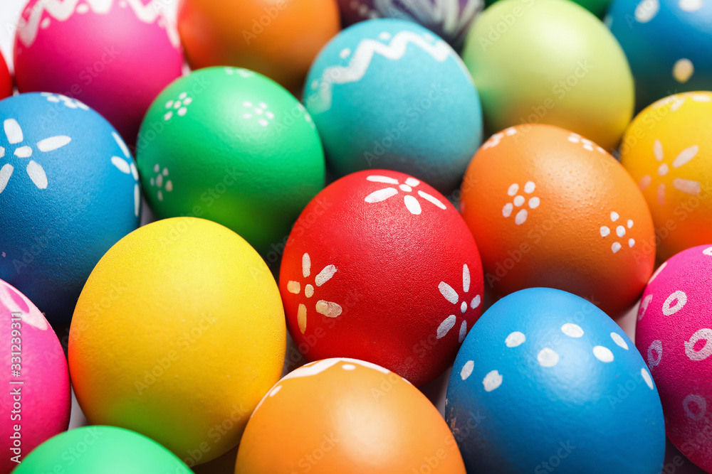 Colorful Easter eggs with different patterns as background, closeup Colorful Easter eggs with different patterns as background, closeup