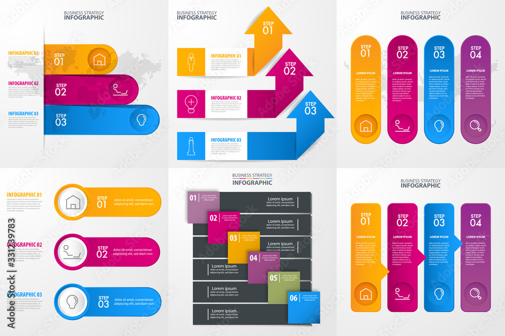 set of business infographics design template for presentation. graphic vector illustration set of business infographics design template for presentation. graphic vector illustration