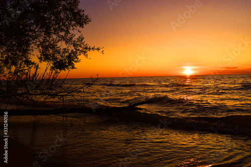sunset at lake Huron Ontario form Goderich beach
