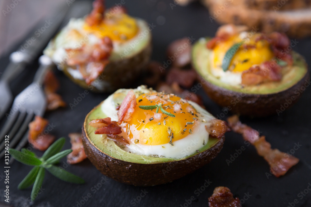Baked Avocado with Egg and Bacon Baked Avocado with Egg and Bacon