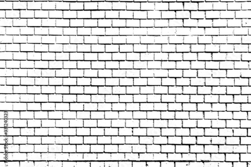 Vector Brick Wall Texture Background . Grunge Distress Sketch Stamp Overlay Effect
