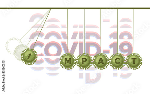 Impact of Coronavirus Covid-19 Newton Cradle Concept