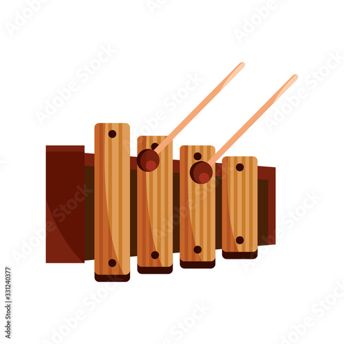 xylophone and sticks percussion musical instrument isolated icon