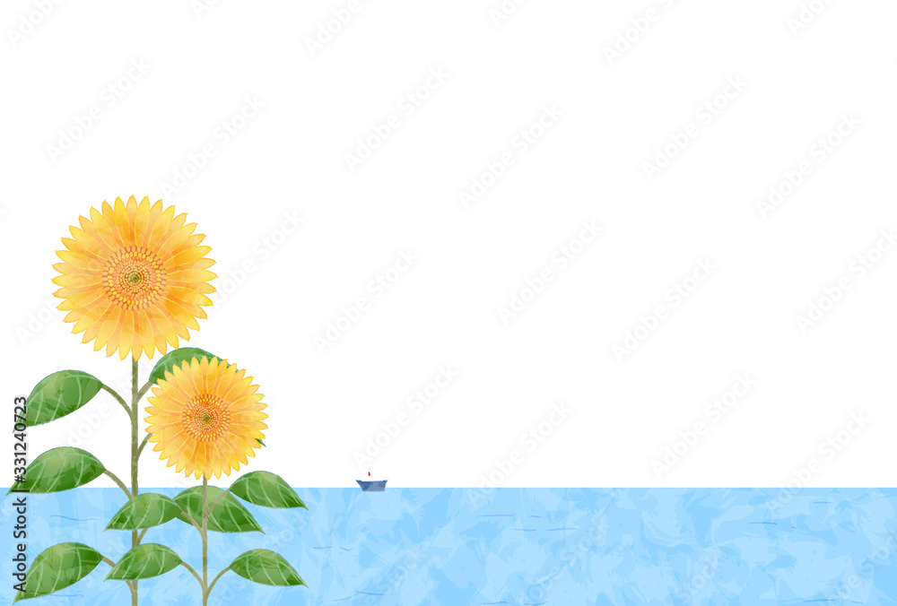 背景素材 夏の空と向日葵と海stock Vector Adobe Stock