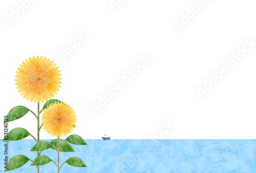 背景素材 夏の空と向日葵と海stock Vector Adobe Stock 背景素材 夏の空と向日葵と海stock Vector Adobe Stock