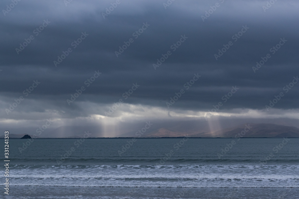 Stormy dramatic skies over the dingle peninsula on the west coast of Ireland, Wild Atlantic way