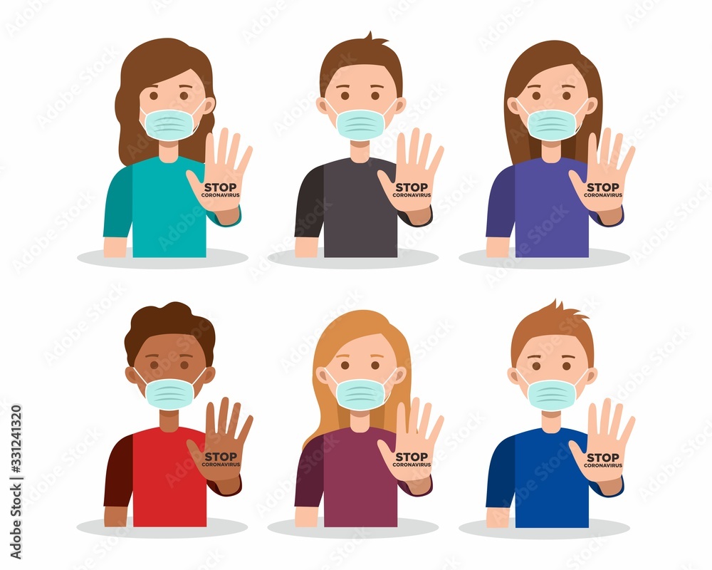 vector illustration novel coronavirus 2019-nCoV.people wearing face masks reject the corona virus. vector illustration novel coronavirus 2019-nCoV.people wearing face masks reject the corona virus.