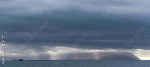 Stormy dramatic skies over the dingle peninsula on the west coast of Ireland  Wild Atlantic way