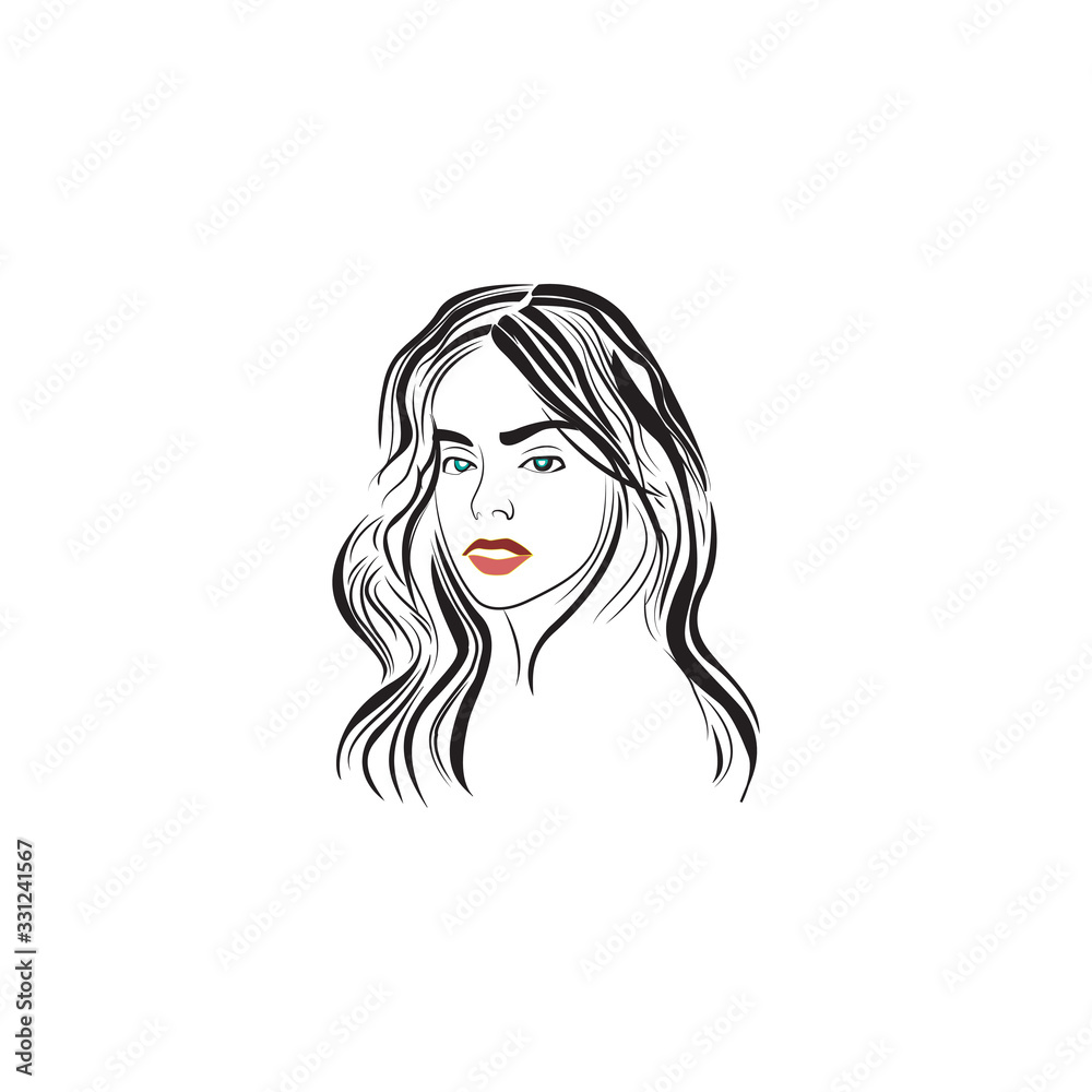 Vector illustration of woman with long hair. Vector illustration of woman with long hair.