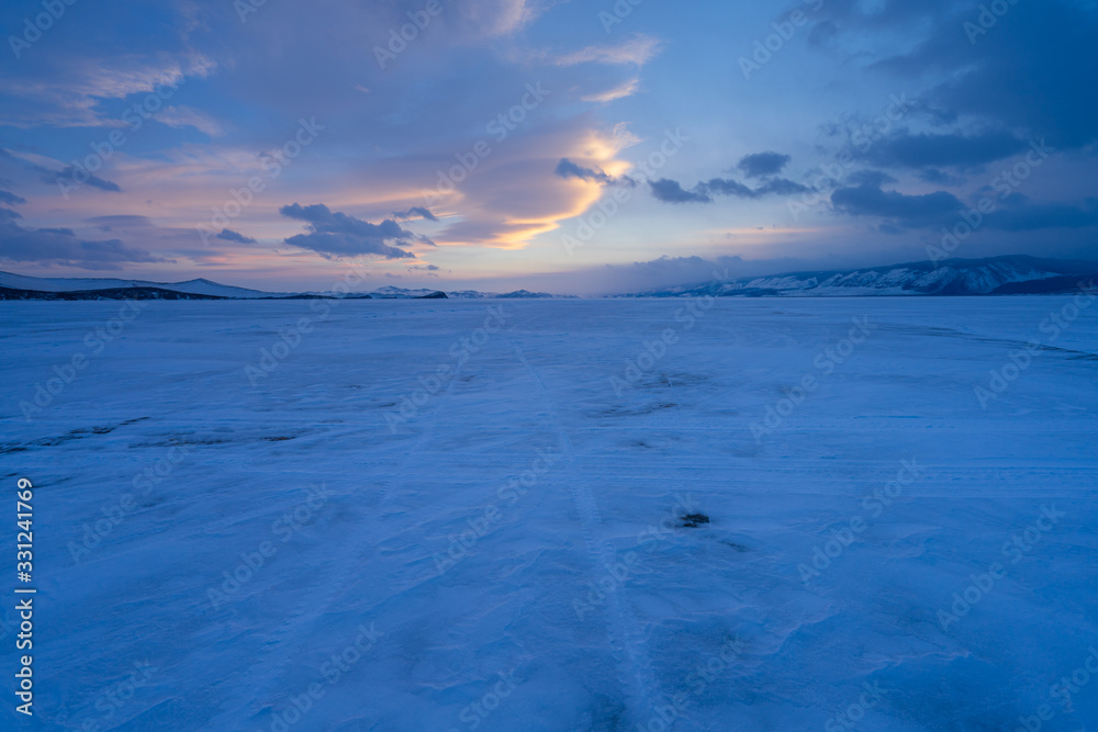 Fototapeta premium A stunning sunrise over Lake Baikal, Russia.