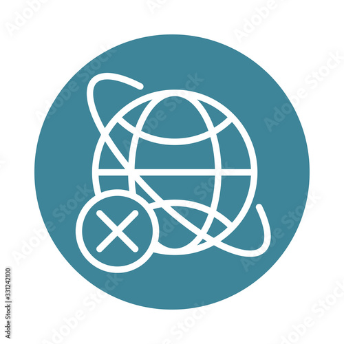 virus covid 19 pandemic world infection global block line style icon