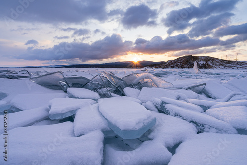 A stunning sunrise over Lake Baikal, Russia.