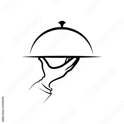 Restaurant logo or label. Menu, food service symbol. Vector illustration - Vector