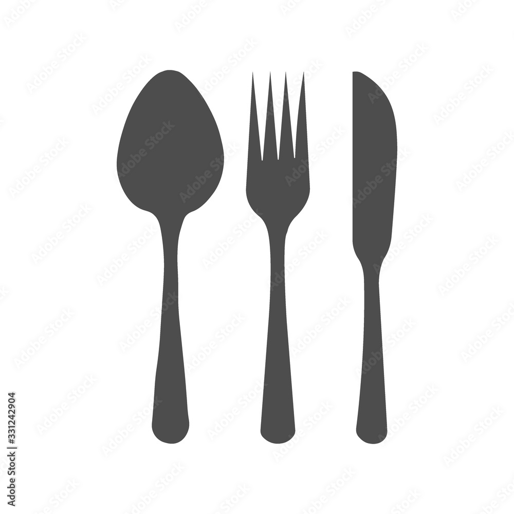 Spoon fork knife icon isolated on white background Spoon fork knife icon isolated on white background
