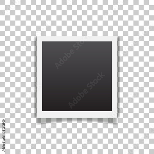 Retro realistic vector photo frame placed on transparent background. Template photo design