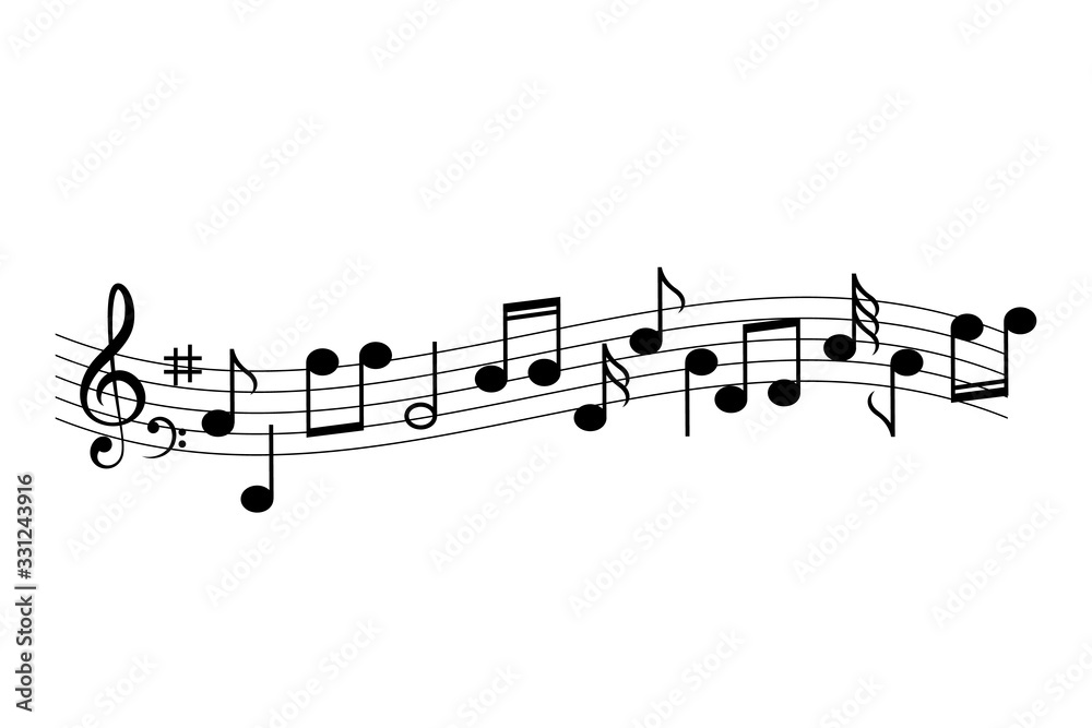 Music staff and notes vector icon illustration Music staff and notes vector icon illustration