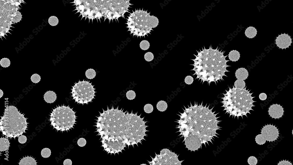 3d render of coronavirus virus black and white image
