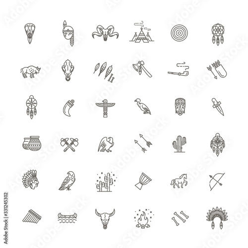 Tribal outline icon set. Vector